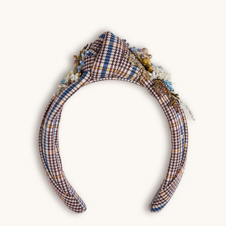 Brown Check Knot Headband