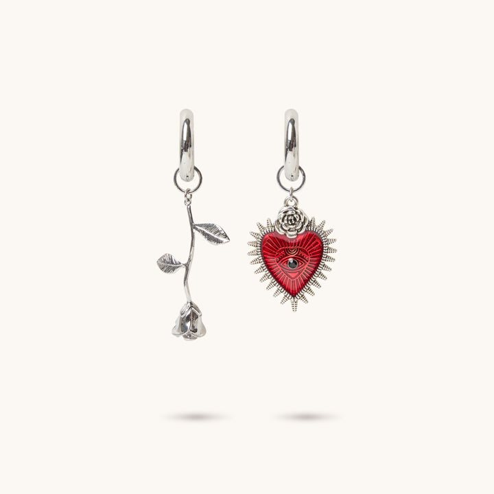 Flower & Heart Earrings