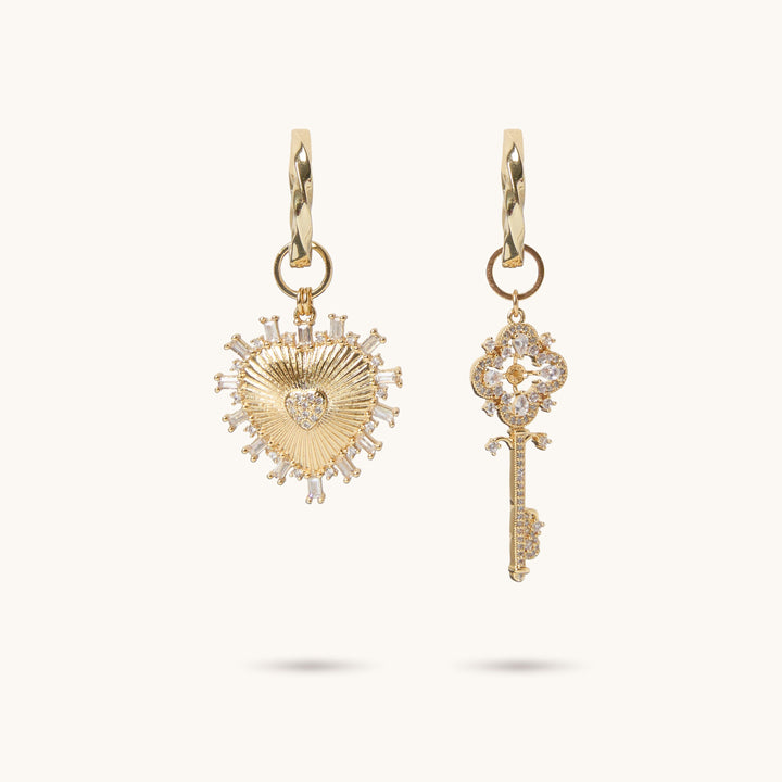 Heart & Key Earrings