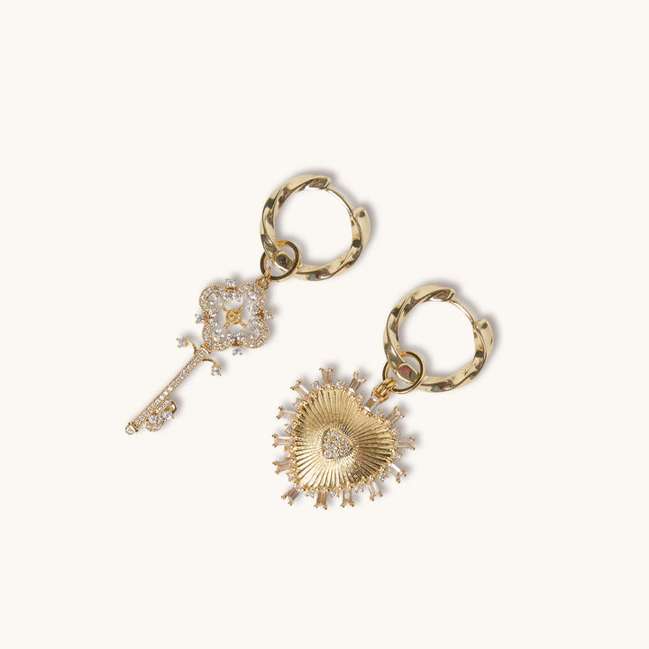 Heart & Key Earrings