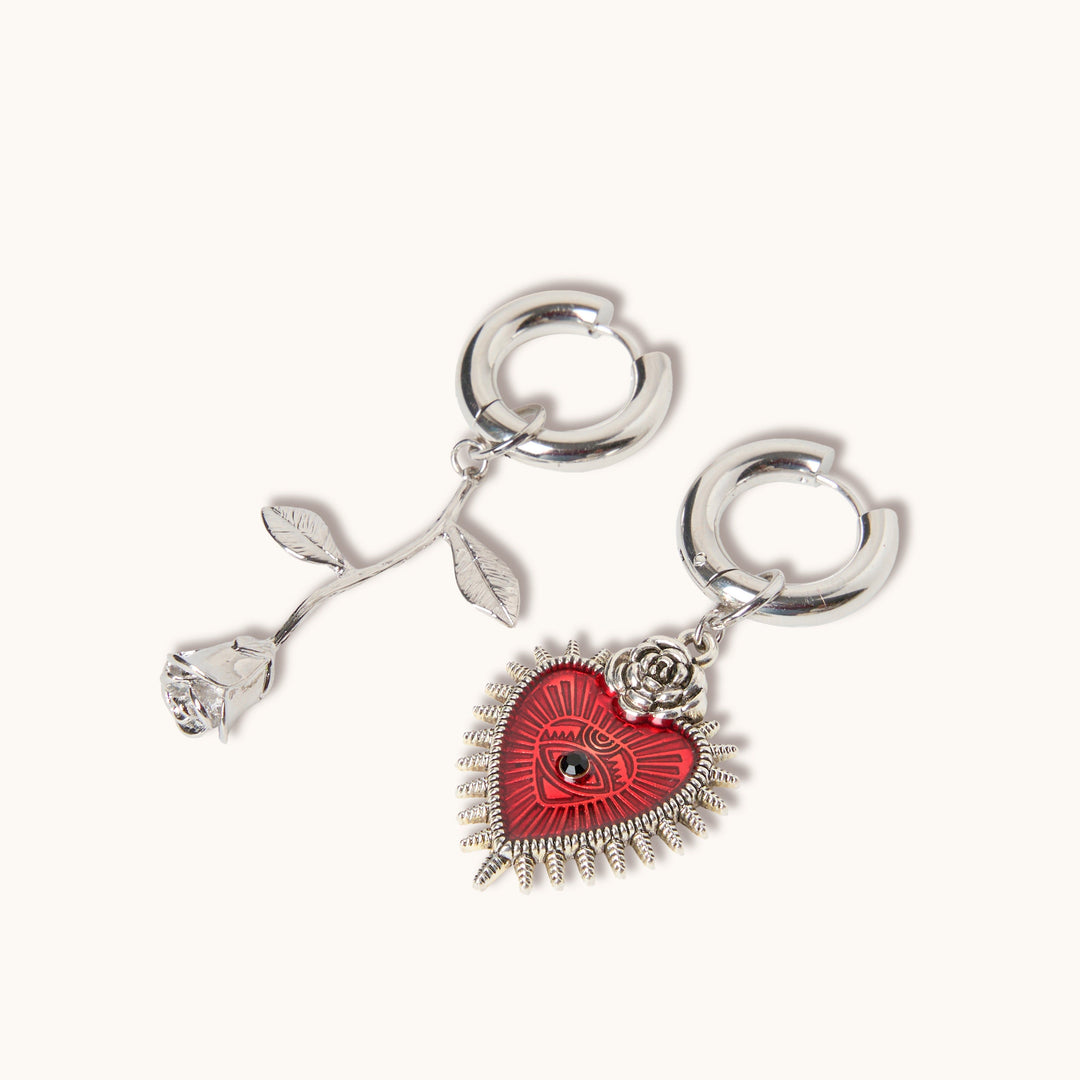 Flower & Heart Earrings