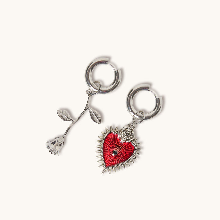 Flower & Heart Earrings