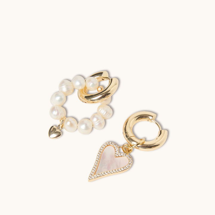 Heart & Pearl Hoop Earrings