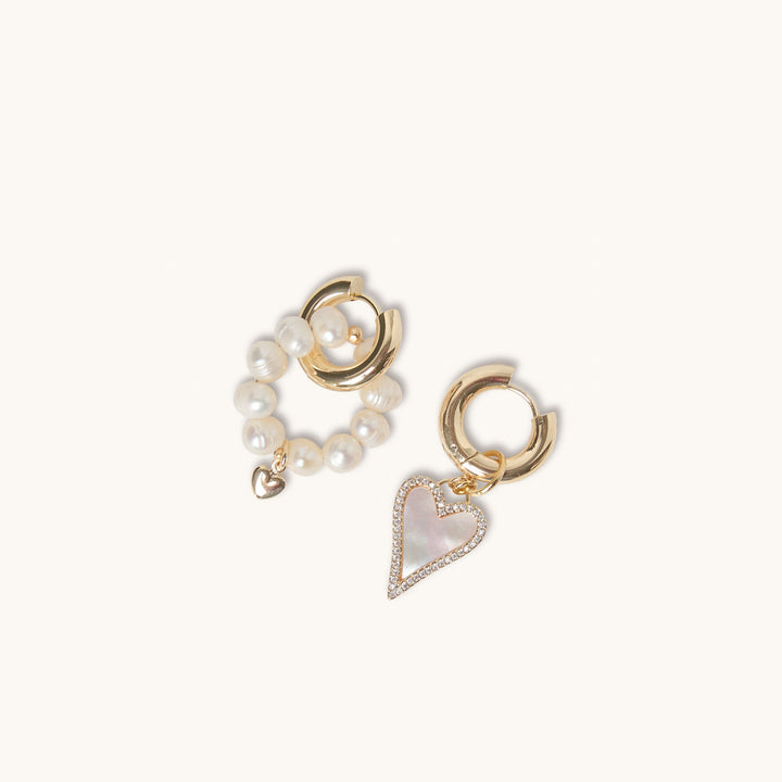 Heart & Pearl Hoop Earrings