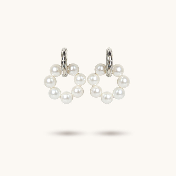 Ridged Pearl Hoop Transformer Earrings