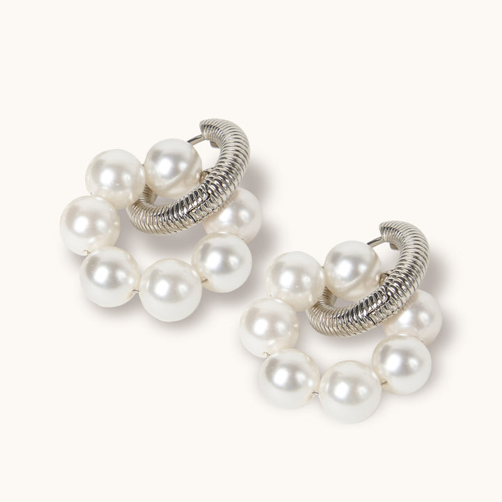 Ridged Pearl Hoop Transformer Earrings