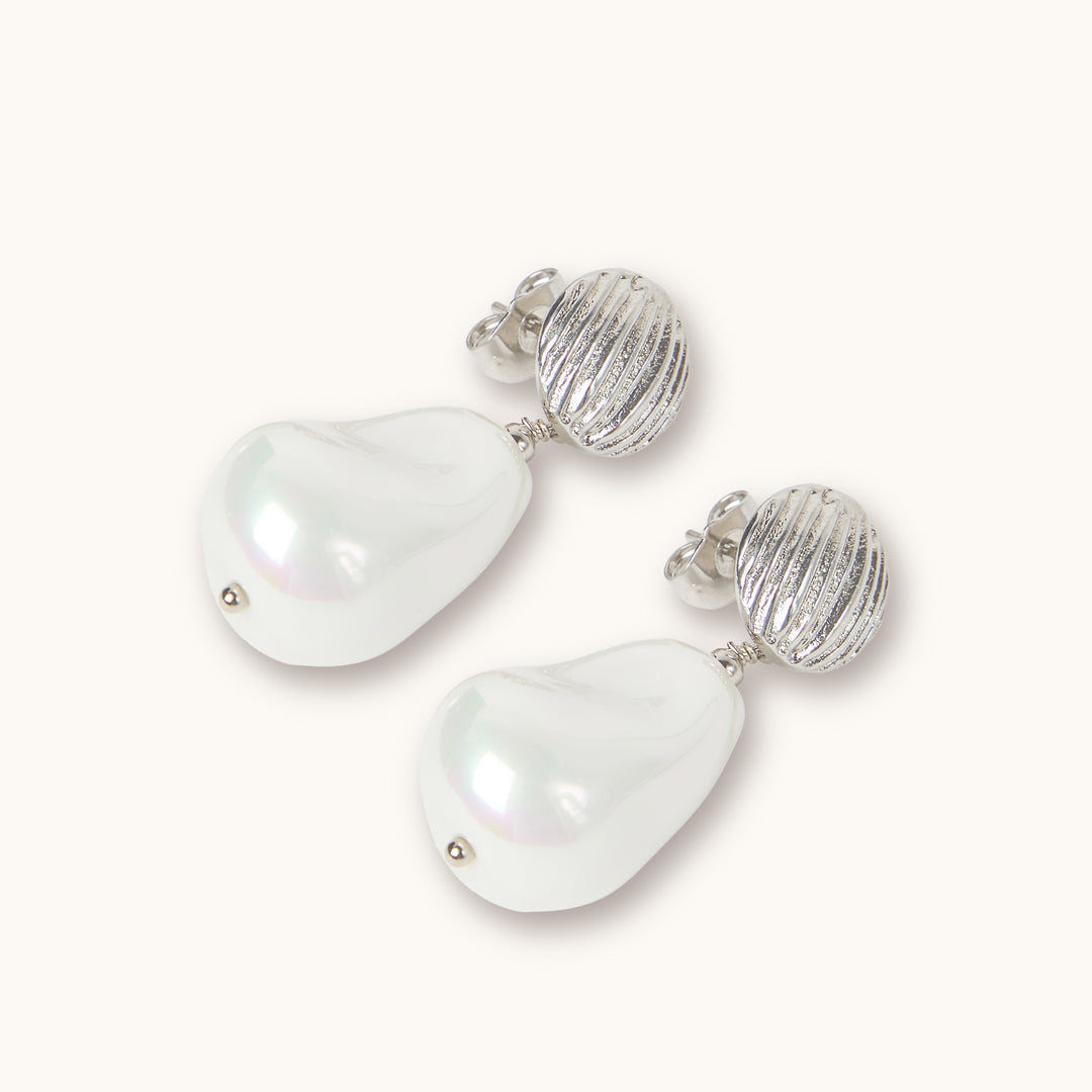 Abstract Pearl Drop Earrings