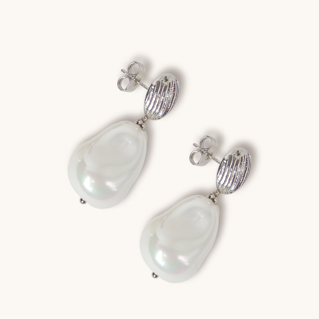 Abstract Pearl Drop Earrings