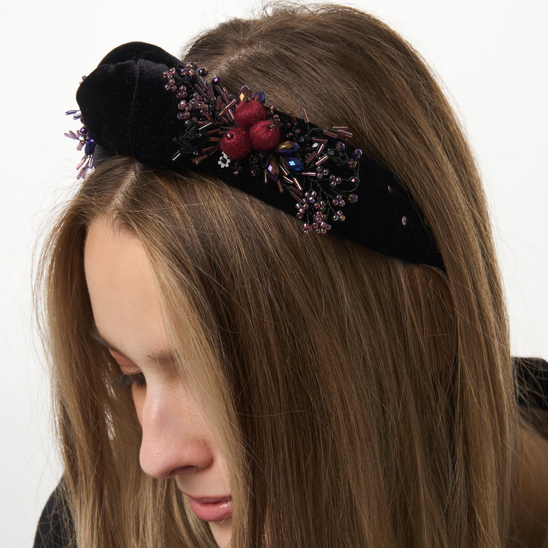 Black Velvet Knot Headband