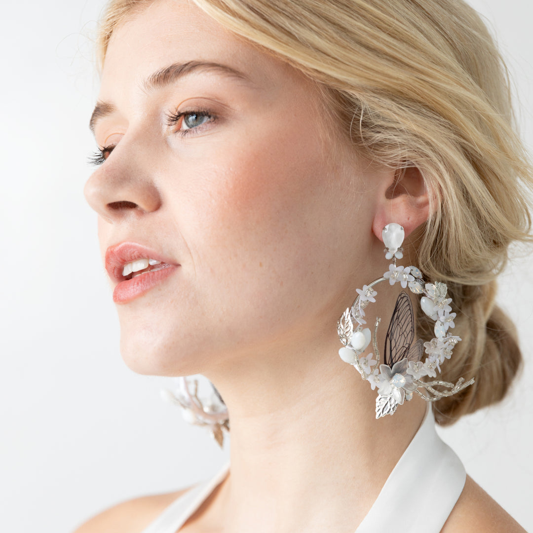 Butterfly Earrings White