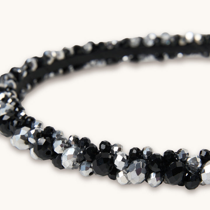 Black and Silver Beaded Headband