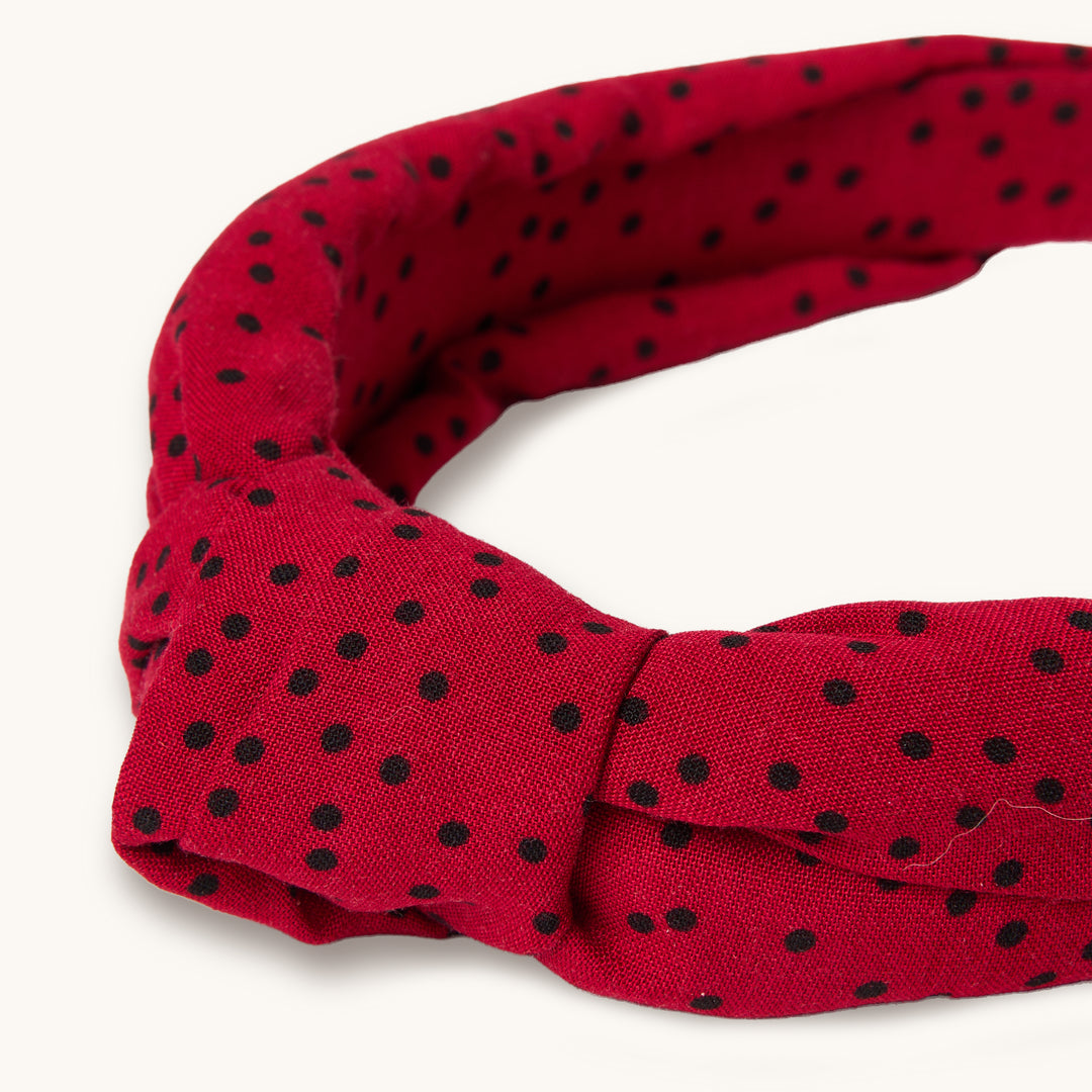 Polka Dot Red Knot Heaband