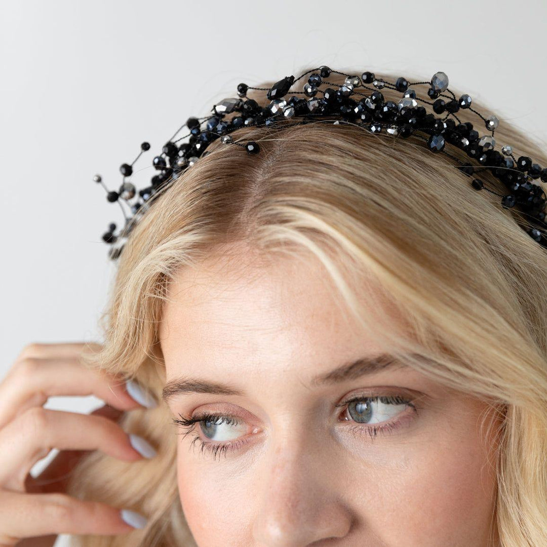 Black Dazzle Beaded Headband