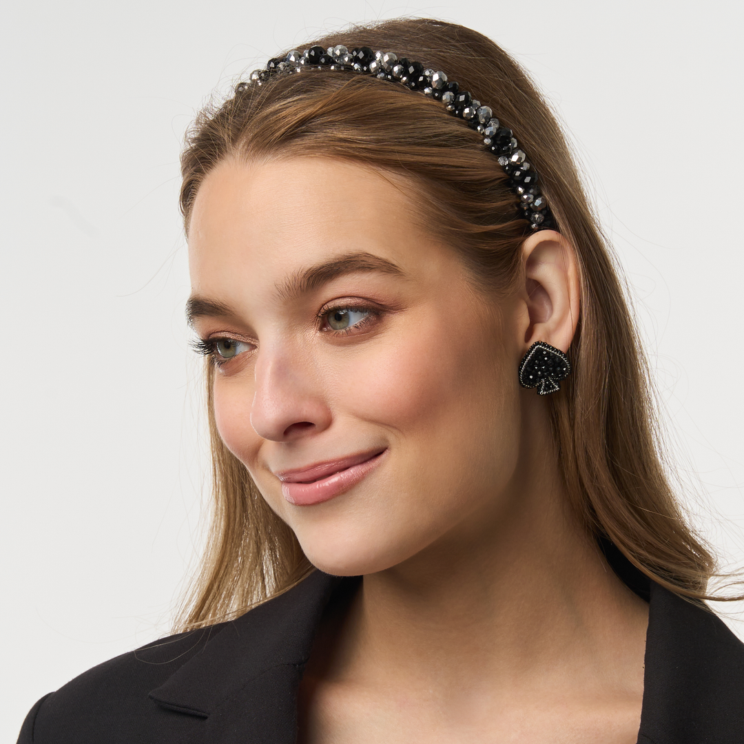 Black and Silver Beaded Headband