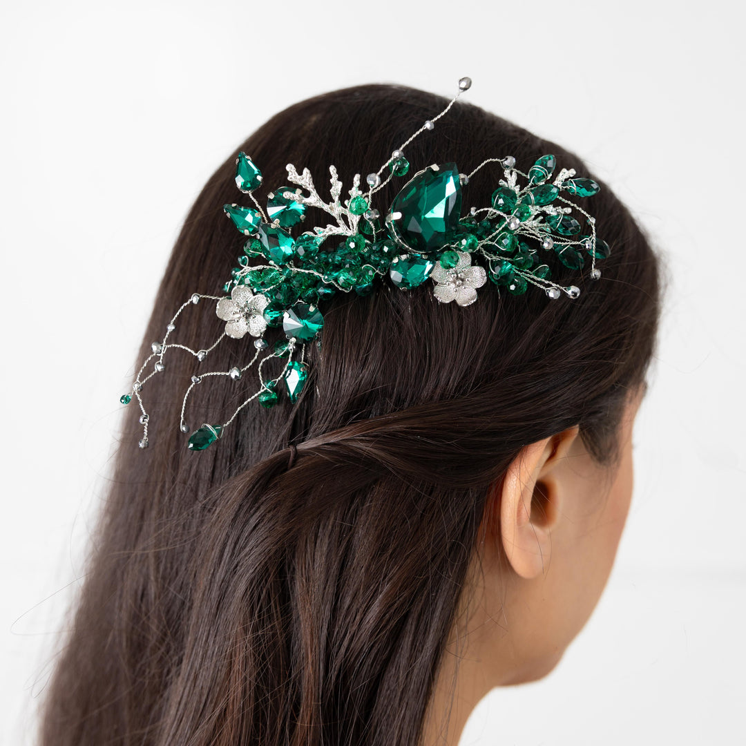 Hair Brooch Emerald