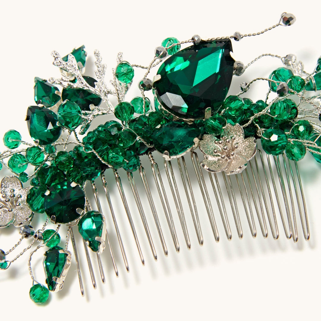 Hair Brooch Emerald