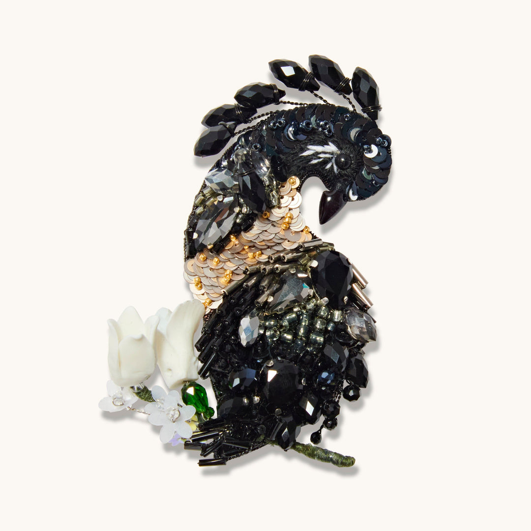 Peacock Brooch Black 