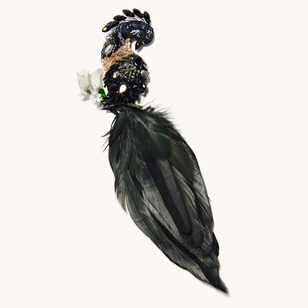 Peacock Brooch Black 