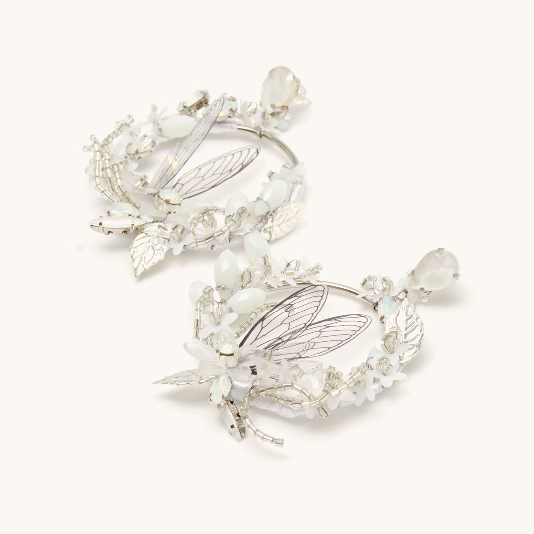 White Butterfly Earrings Large